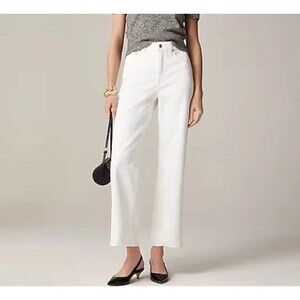 J. Crew Women’s 1996 Slim Wide Leg Jeans White Size 27 Frayed Edge Above Ankle